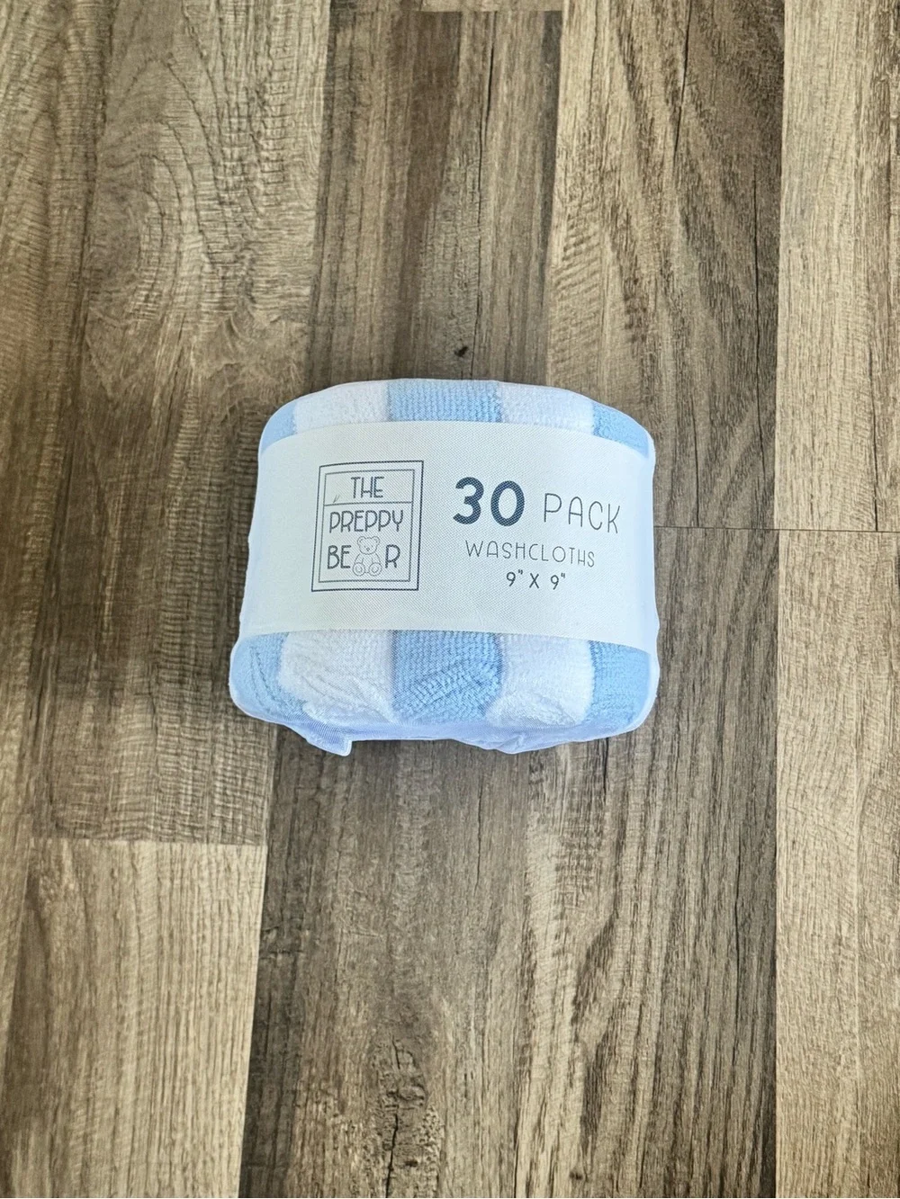 Light Blue & White Washcloths - 30 Pack